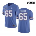 Women's Florida Gators #65 Kingsley Eguakun NCAA Jordan Brand Blue Authentic Stitched College Football Jersey HAS8762QA